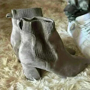 STEVEN Steve Madden Women Faux Suede Beige Newell Sock bootie